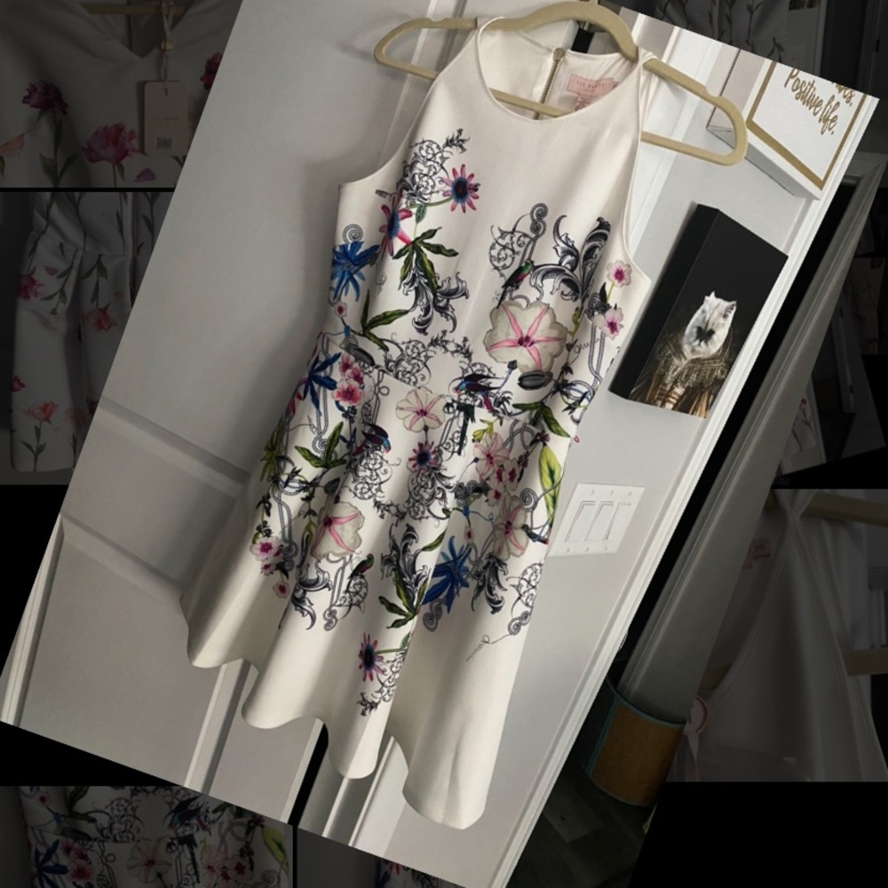 Gorgeous white floral dress by Ted Baker. Size 3